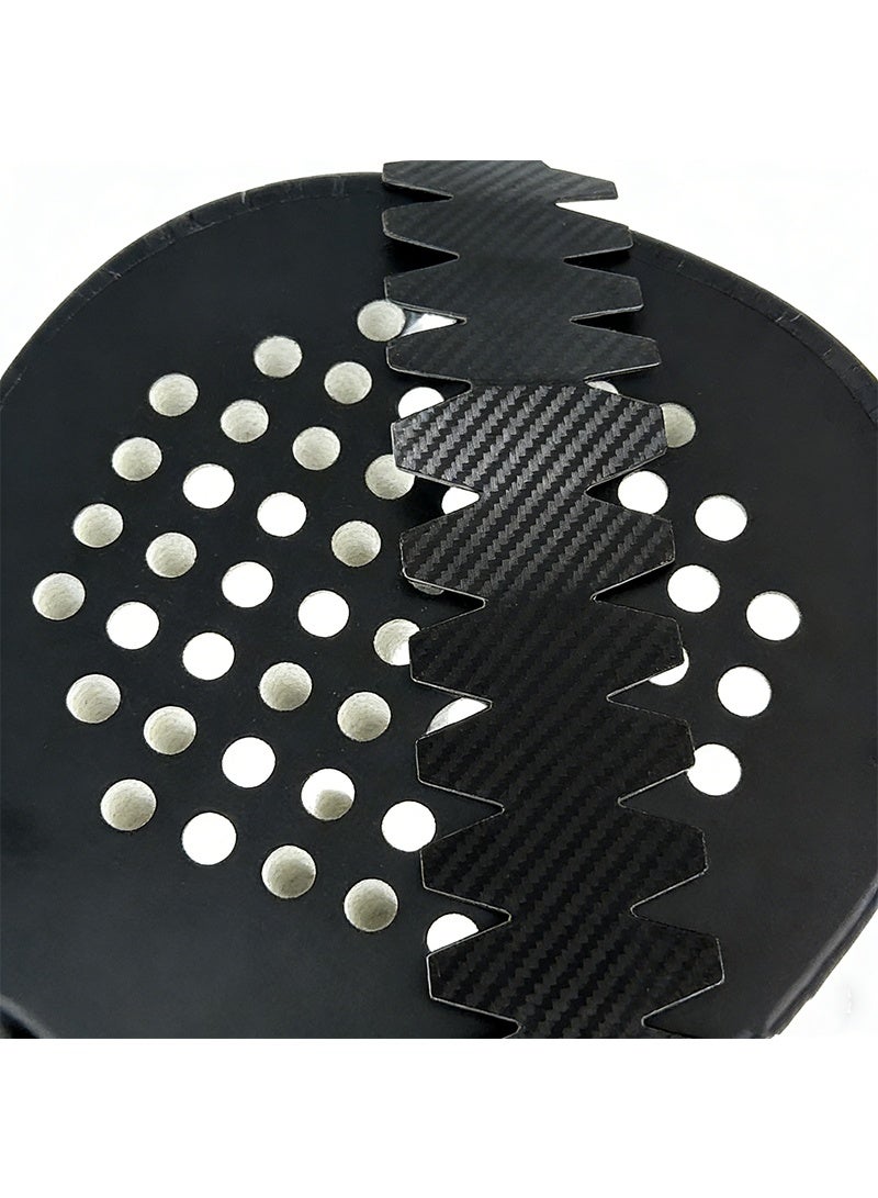 سيسلي واقي إطار المضرب بنقشة كربون فايبر، مقاس عالمي 6.5×40cm، لاصق قوي لحماية حافة مضرب البادل/التنس من الخدوش والصدمات، خامة PU ممتصة للصدمات، تركيب سهل بدون فقاعات، أسود - Image 2